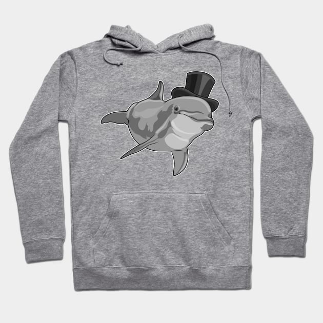 Dolphin as Gentleman with Top hat Hoodie by Markus Schnabel